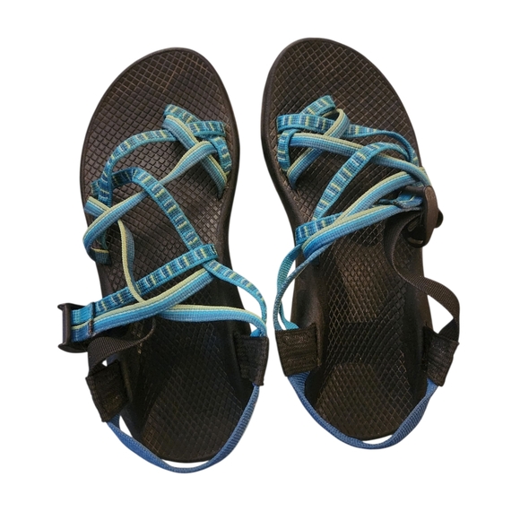 Chaco Shoes - Chaco Yampa River Vibram Women’s Blue Strappy Toe Athletic Hiking Water Sandals